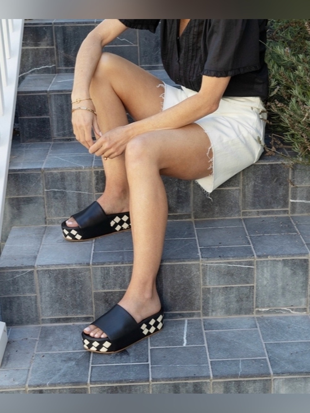 beek Albatross Platform black & white checker sandal Slides - Picture 5 of 10